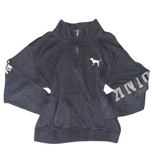 Grey PINK half zipper sweater